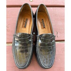 FLORSHEIM Barletta Men's Crocodile Alligator Shoes Penny Loafers Size 10.5 D
